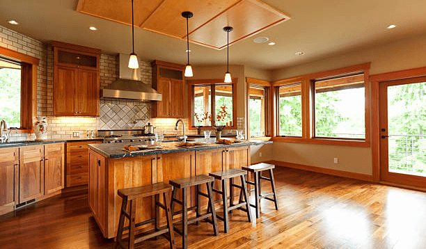 stunning hardwood floors in custom gourmet kitchen