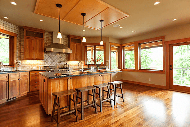 stunning hardwood floors in custom gourmet kitchen