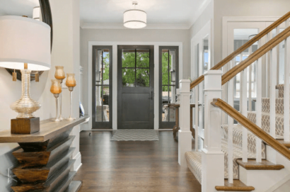 custom hardwood flooring in home entryway