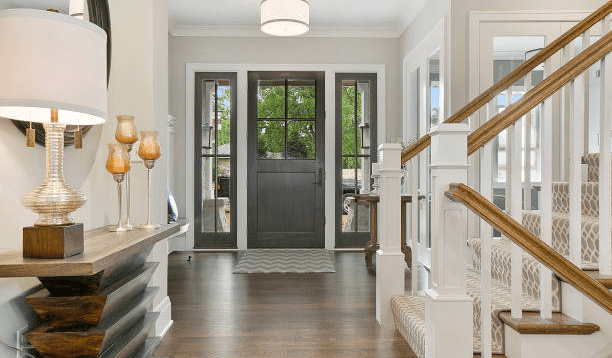 custom hardwood flooring in home entryway