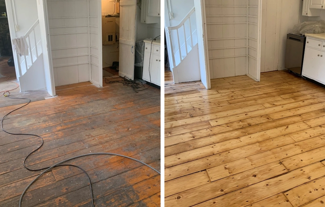poughkeepsie kitchen hardwood floor before and after