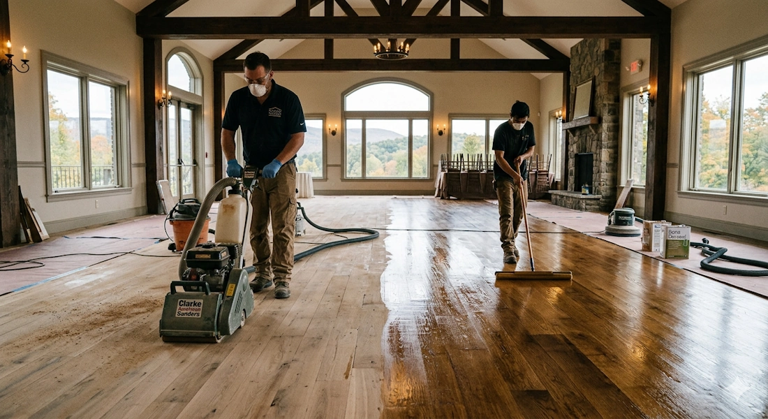 Commercial hardwood floor refinishing in Hudson Valley NY, call (845) 420-5488