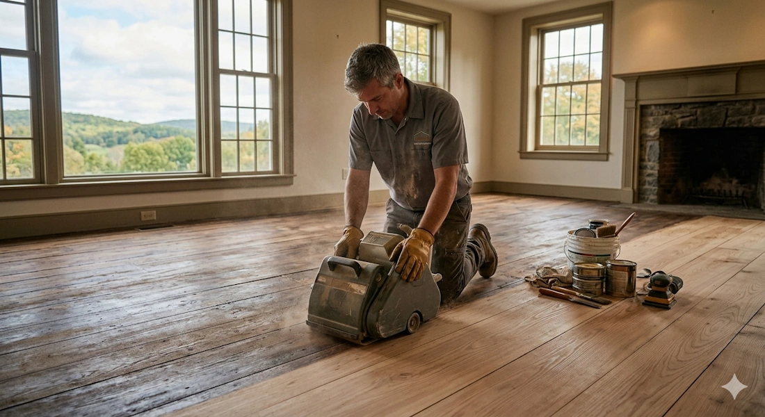 Historic wood floor restoration in Hudson Valley NY, call (845) 420-5488