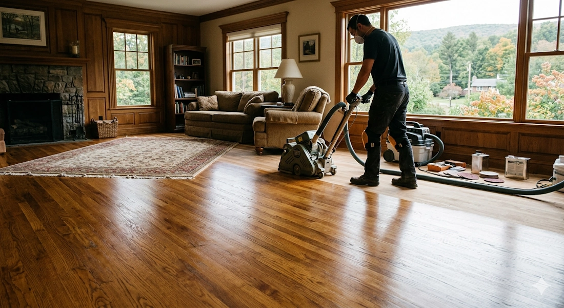 Residential hardwood floor refinishing in Hudson Valley NY, call (845) 420-5488