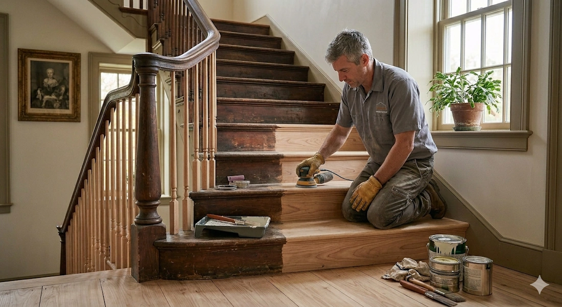Staircase refinishing in Poughkeepsie NY, call Wayne Maher at (845) 420-5488